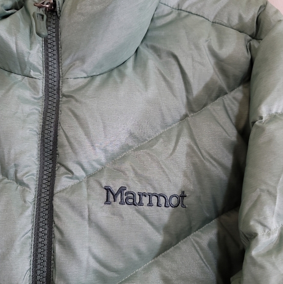 Marmot 600 Down Filled Quilted Puffer Coat Large Spanish Moss Pinecrest Coat - Picture 4 of 10